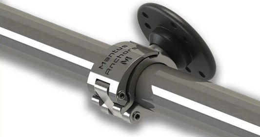 Mantus stainless steel rail clamp mounted on rail